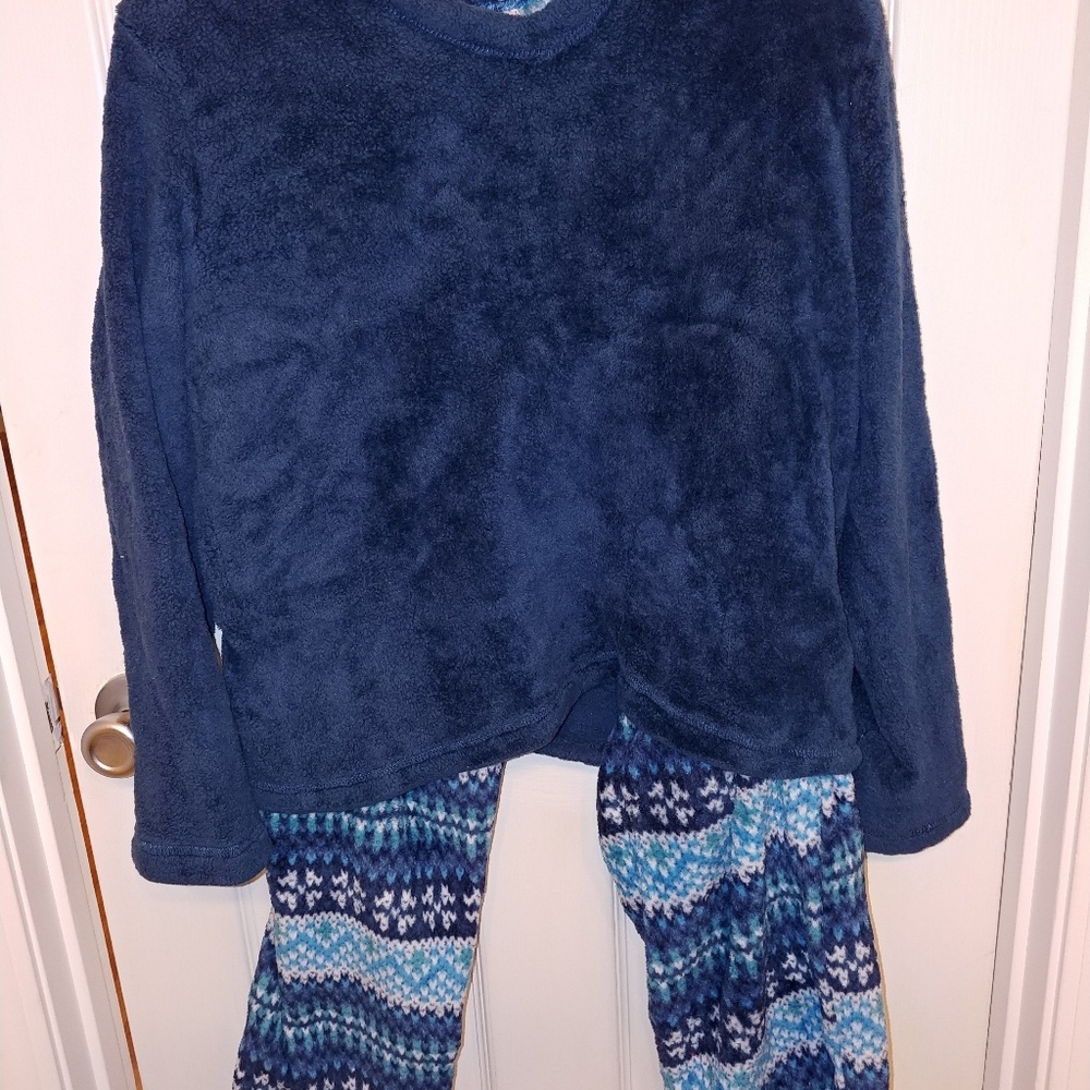 Blue fuzzy pajama set